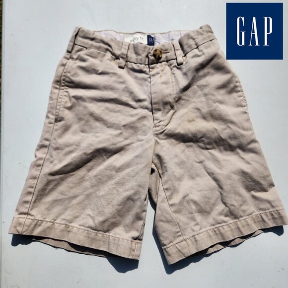 Gap Kids Uniform Flat Front Shorts Size 7 Slim Khaki 100% Cotton Easy Fit - Picture 1 of 9